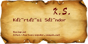 Kürtösi Sándor névjegykártya